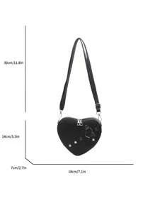 1 chiếc túi đeo chéo mini thời trang tối giản có khóa kéo trang trí phần cứng hình trái tim thích hợp cho phụ nữ sử dụng hàng ngày, quà tặng ngày lễ tình nhân, ví trái tim, hoàn toàn phù hợp với váy ngày lễ tình nhân - màu đen - Xem 7