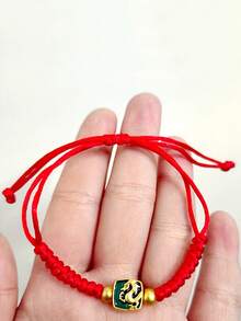 1 Miếng Phong cách Trung Quốc May mắn Nút Đỏ  Vòng đeo tay Với Rồng Đồ treo , Dệt Vòng tay Đối với phụ nữ Sinh ra In Của Rồng - Đỏ - Xem 4