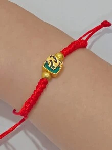 1 Miếng Phong cách Trung Quốc May mắn Nút Đỏ  Vòng đeo tay Với Rồng Đồ treo , Dệt Vòng tay Đối với phụ nữ Sinh ra In Của Rồng - Đỏ - Xem 5