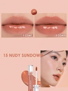 Rom&nd Romand Juicy Lasting Tint 15 NUDY SUNDOWN，液体唇膏，唇彩，不粘腻，高光泽，打造亮泽妆效，持久保湿，提亮肤色，自然妆感，日常唇彩，韩国化妆品，礼盒装，4克/0.14盎司 - Glasting15 NUDY SUNDOWN - 查看 4