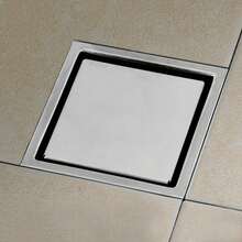 Drenaje de Piso de Acero Inoxidable Forma Cuadrada Baño Anti-Olor Plato de Ducha Inserto Rejilla de desagüe de Suelo Anti-Obstrucción para Cocina Baño Garaje y Sótano - Plateado - Ver 8
