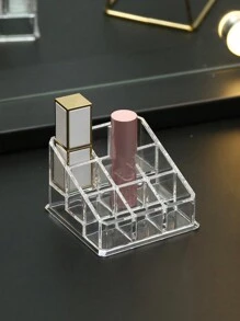1Pc High-End Transparent Makeup Organizer Box For Desk, Including Storage For Eyebrow Pencil, Makeup Brush, Lipstick, Perfume, Etc. 9-Section, With Step-Like Design, Great For Daily Dressing Table Arrangement And Storage ,Jewellery Box,Pouch,Makeup Brush Holder,Brush Holder,Perfume Organiser,Pouch Bag,Gifts For Women,Christmas Gifts,Gift Ideas For Women - Clear - View 1