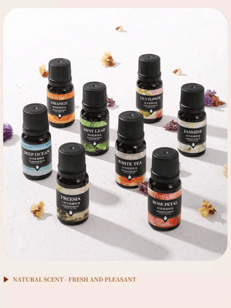 1 件 10ml 芳香疗法精油，100% 纯天然精油，含有 16 种不同香味，滴瓶适用于扩散器、加湿器、按摩，香味持久