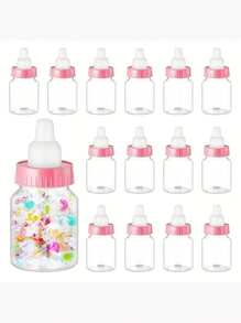 12 Stück kreative süße Flaschenbonbon-Boxen, Kunststoff-Babyflasche Bonbon-Geschenkboxen, Snacks Bonbon-Verpackungsflaschen im westlichen Stil Party Deko, Weihnachten