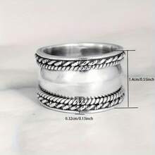 復古邊緣雕刻條紋戒指,男女適用,古銀/古金可選。讓你的呼叫更有個性。 - 銀色 - 查看 3