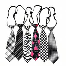 1 件女士无领带粉色心形领带，适合日常搭配衬衫、学校 - 彩色 - 查看 1