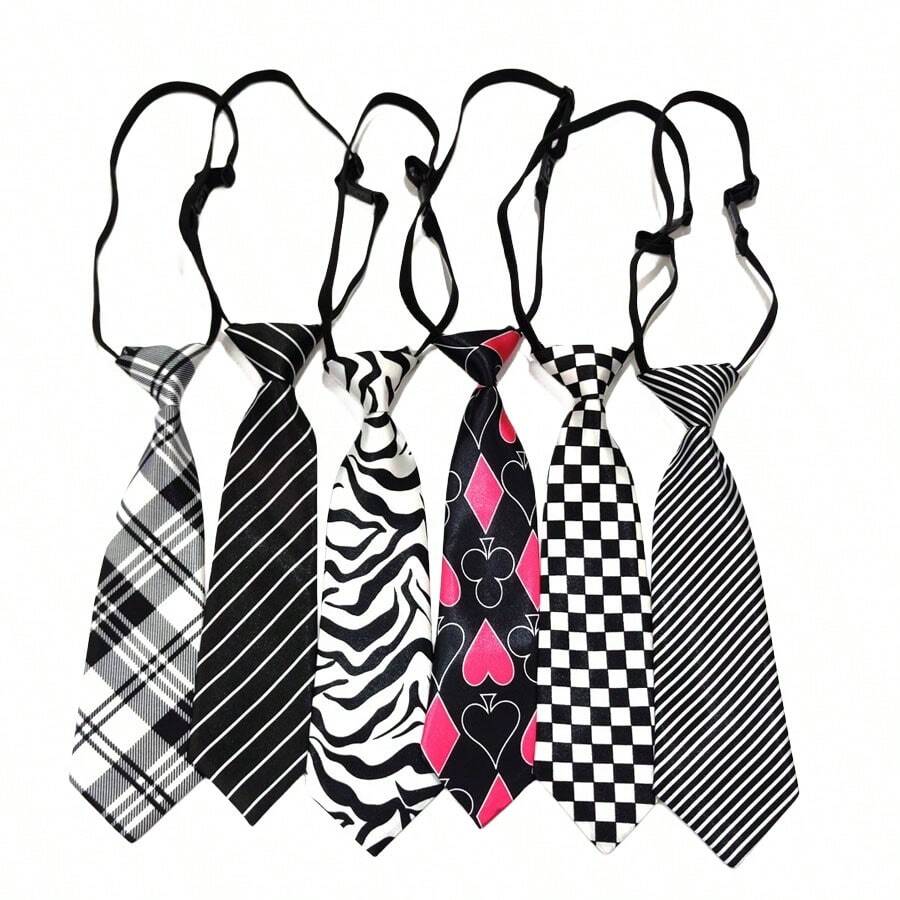 1 件女士无领带粉色心形领带，适合日常搭配衬衫、学校 - 彩色 - 查看 1