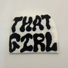 1 chiếc mũ len dệt kim in chữ cho nữ - Nhiều màu - Xem 3