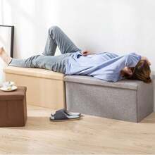 Baúl Banca Almacenamiento Plegable Otomano Zapatera Taburete - Gris - Ver 3