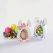 10入組復活節兔子彩蛋糖果盒diy創意復活節禮品包裝盒兔子紙質禮品盒,適用於派對、宴會、生日、婚禮、復活節裝飾 - 粉色 - 查看 8