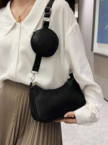 Women's Solid Color Casual Fashion Crossbody Bag Suitable For Daily Outings - Black - View 1