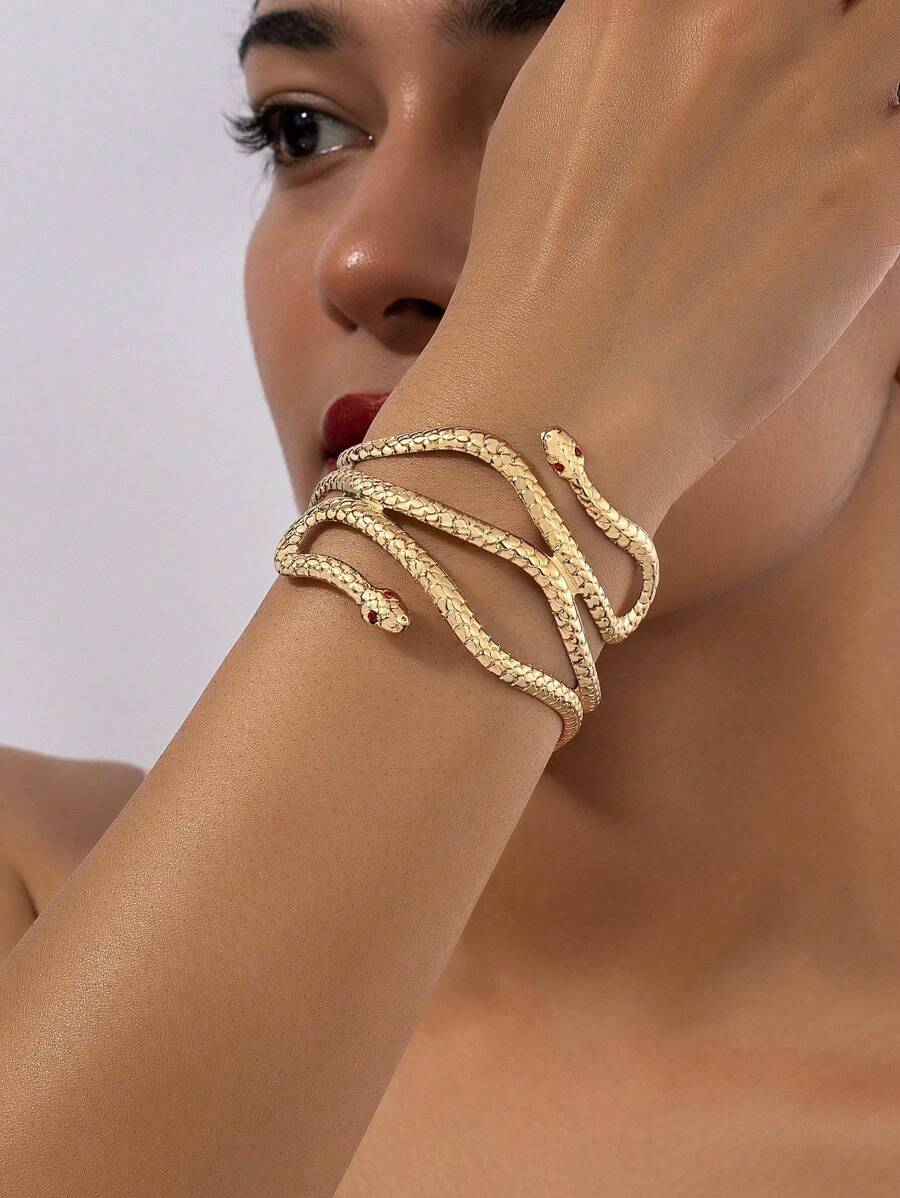 1 Miếng Retro Hình rắn Tối giản Quá quắt Nhẫn - Vàng - Xem 1