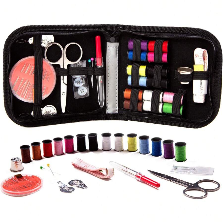 家庭、旅行和緊急情況用的縫紉工具包 - 包含高品質縫紉工具剪刀和縫線 - 組合設置縫紉包、縫紉盒、縫紉工具套裝 - 黑色 - 查看 1