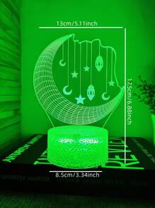1個創意3d Usb星星月亮形夜燈,適用於房間裝飾的節日禮物 - 彩色 - 查看 3