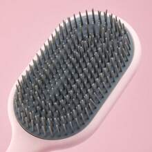 Miniso Vertical Portable Air Cushion Comb With Long Handle - Anti-Static Detangling & Massage Comb For Painless Hair Combing (With A Cleaning Brush) - Dusty Pink - View 5