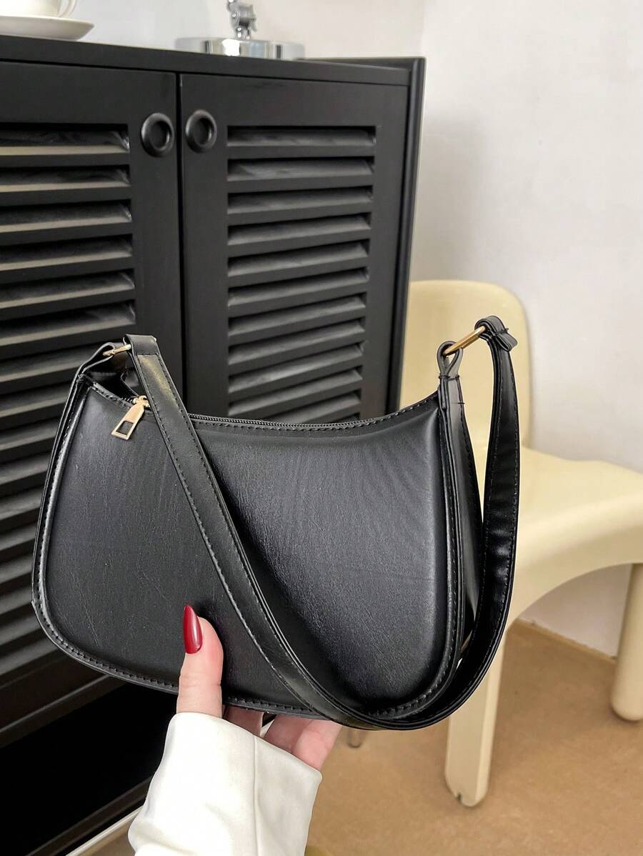 Simple Solid Color Fashionable Shoulder Bag, Minimalist Style Women Bag