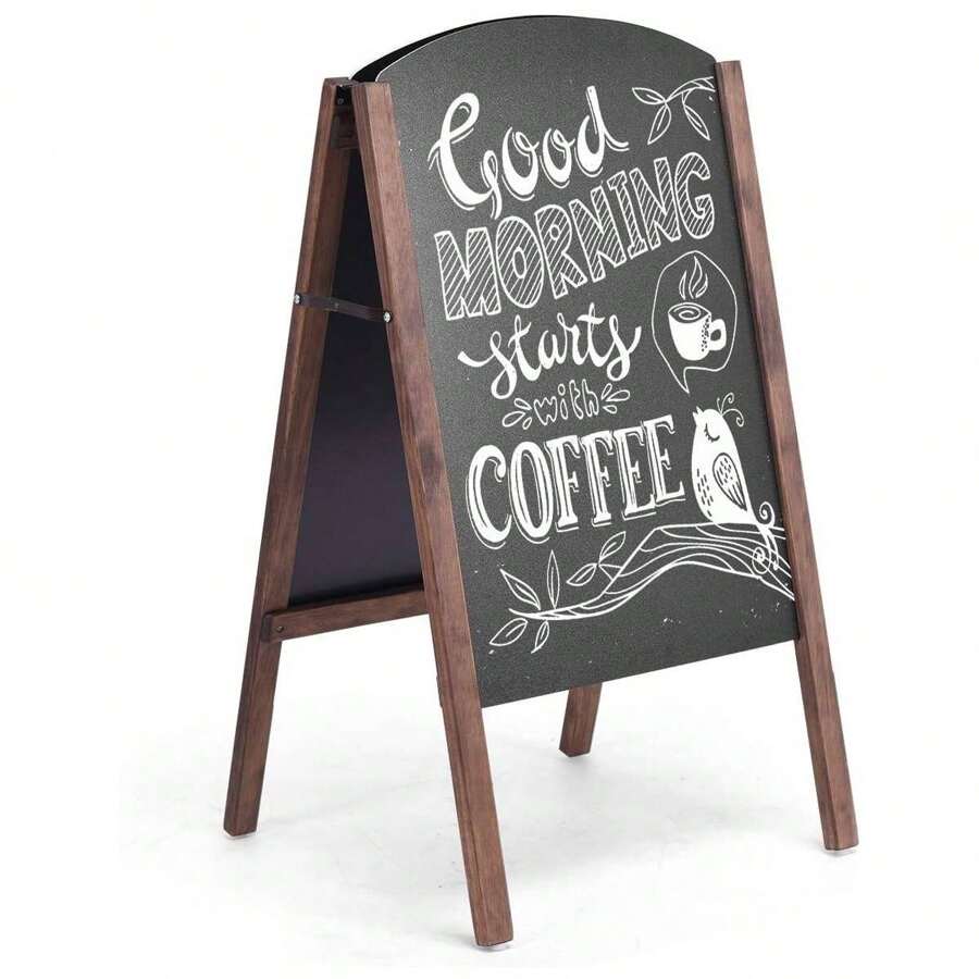 Foldable Chalkboard, Wooden Customer Stopper, Advertising Board, Children's Board, Standing Board, Advertising Display, Writing Board, Painting Board (Model 1) - Black - View 1