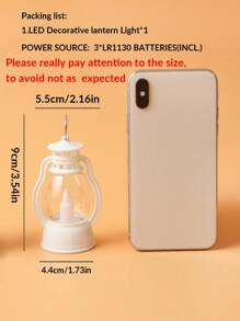 1pc Mini Vintage Lantern Decor Light, Battery Operated, Indoor Tabletop Decoration Night Light, Mini Fairy Lamp, Suitable For Holiday & Event Decor - Yellow - View 3