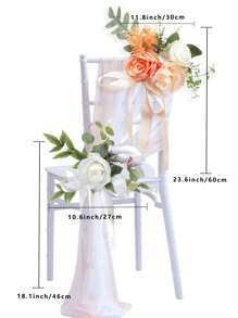 1入組婚禮椅子花裝飾人工花藝擺設椅背走道花裝飾,適用於婚禮、派對等場合 - 彩色 - 查看 3