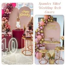1pc Spandex Wedding Arch Cover, 2-Sided Fitted Round Top Chiara Backdrop Stand Covers For Wedding Birthday Party Shower Banquet Arch Decoration - 裸色 - 查看 10