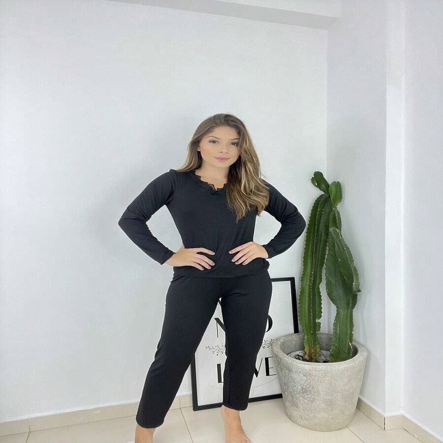 St Madame Long Suede Pajamas - màu đen - Xem 1