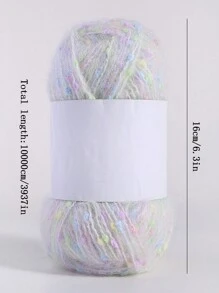 1入組10000cm/3937in彩色杏仁點紗球，手編DIY，彩虹乒乓球混色編織紗，適用於情侶、針織、帽子、毛衣、娃娃、手提袋，重量50g - 紫藍色 - 查看 2
