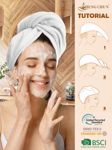 1 pièce Serviette de bain absorbante en polyester de couleur unie, disponible en plusieurs couleurs, indispensable pour la salle de bain, la plage, les vacances et les voyages. Grande taille, bonnet de séchage des cheveux, décoration de salle de bain à la maison, bonnet de cheveux pour la rentrée scolaire