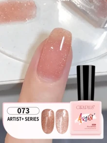 GIRL PLUS GIRLPLUS Beige Jelly Glitter Gel Nail Polish, Suitable For Nail Art DIY Nail And Pedicure, 073 Aqua Cream Drill Pearl Glitter Pink - Beige - View 1