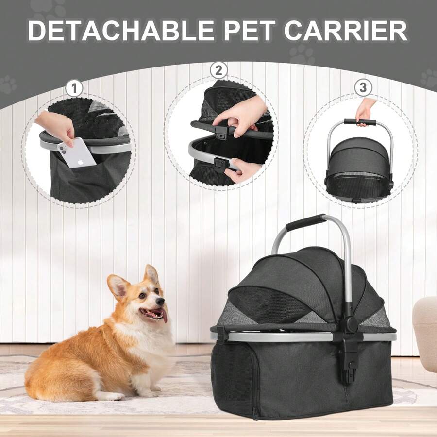 Wedyvko 3In1 Dog Stroller For Small Medium Dogs, Upgraded Versatile