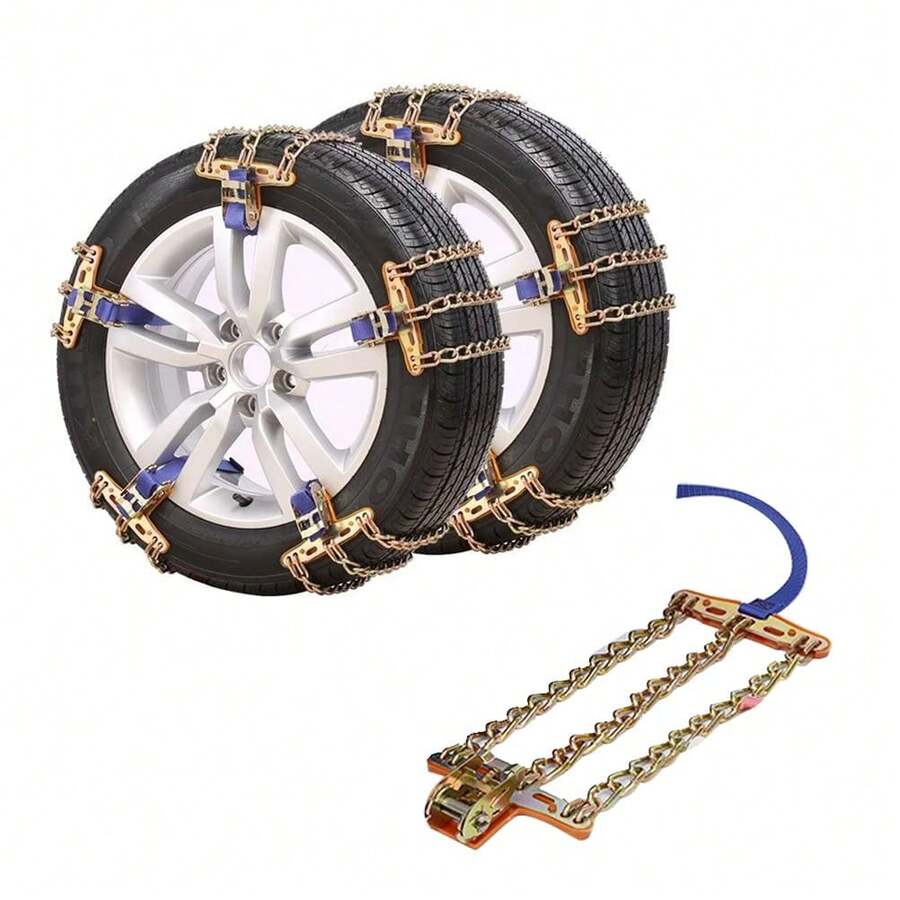 Cadenas de neumáticos antideslizantes, cadenas de nieve antideslizantes para coche, cadenas de neumáticos antideslizantes, cadenas de nieve para automóvil, SUV, camiones - Dorado - Ver 1