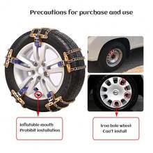 Cadenas de neumáticos antideslizantes, cadenas de nieve antideslizantes para coche, cadenas de neumáticos antideslizantes, cadenas de nieve para automóvil, SUV, camiones - Dorado - Ver 3