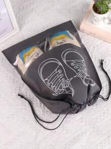 1pc Non-Woven Fabric Shoe Storage Bag With Drawstring Closure, Dust-Proof And Transparent Shoe Travel Pouch