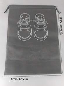 1pc Non-Woven Fabric Shoe Storage Bag With Drawstring Closure, Dust-Proof And Transparent Shoe Travel Pouch