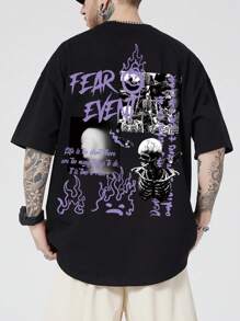 Camiseta Unissex 100% Algodão Fear Event Streetwear Lançamento Envio Hoje Infantil Ao Plus Size!! - Preto - Visão 1
