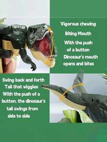 Dinosaur Shaped Squeeze Toy With Wiggling Gun, Movable Joints, Stretchable Head, Stress Relief Toy - Green - View 5