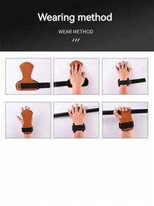 1件健身手環,防滑皮革舉重杠鈴握把帶,腕部支撐力量訓練輔助帶掌護 - 棕色 - 查看 6