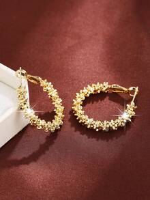 1pair Sleek Round Ring Design Exquisite Copper Ear Cuff For Women - Multicolor - View 3