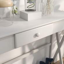HOMCOM Mesa de Consola Clásica con 1 cajón y 1 Estante de Almacenaje para la Entrada el Pasillo o como Auxiliar en Salones y Comedores Estilo Elegante de 100x30x81cm Blanco - Blanco - Ver 4