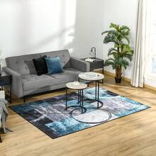 HOMCOM Blue Geometric Rug, Modern Area Rugs Large Carpet For Living Room, Bedroom, Dining Room, 160x230 Cm - Blue - View 1