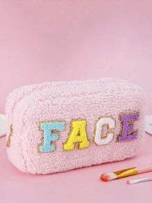 1 Piece Women Girls Cute Plush Fuzzy Hair Skin Face Bath Chenille Letter Preppy Patches Makeup Bag Travel Cosmetic Pouch With Zipper For Women Travel Toiletry Storage Organization,Makeup Bag,Make Up Bag,Makeup Bags,Cosmetic Bag,Makeup Organiser,Travel,Makeup Pouch,Bag,Vanity,Make Up Pouch,Travel Essentials,Pouch Bag,Make Up Bags,Bags,Travel Essential,Vanity Accessories,Small Makeup Bag,Makeup Pouch,Cosmetic Bag,Travel Essential,Large Capacity,Large Makeup Bag,Christmas Gifts,Pouch,Travel,Gifts For Women,Women's Necessaire,Travel Essential,Pouch,Clutch / Small Handbag,Necessaire,Makeup Organizer,Makeup Organize,Pouch,Brush Holder,Mini Pouch,Large Capacity Pouch,Gifts For Women,Christmas Gifts,Gift Ideas For Women
