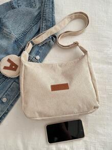 時尚的灰色垂花線斜挎包,流行的肩袋饅頭包,女士休閒手袋和錢包 - 卡其色 - 查看 5