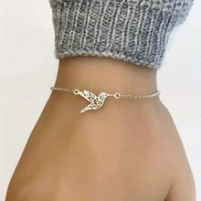 suteyi 不鏽鋼精美空心蜂鳥造型派對手環,適合女孩 - 銀色 - 查看 2
