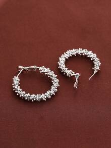 1pair Sleek Round Ring Design Exquisite Copper Ear Cuff For Women - Multicolor - View 6