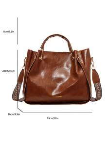 Elegante Bolso De Novia, Bolso De Mano De Patente Para Mujer, Bolso De Hombro De Gran Capacidad - Marrón - Ver 2