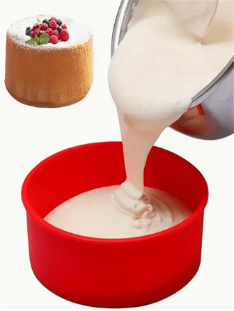 1pc Round Cake Pan In Red, Baking Cake Mold, Silicone Baking Pan, Oven Accessories, Baking Tools, Kitchen Gadgets, Kitchen Accessories, Silicone Baking Cake Pan, Cake Baking Pan, Baking Tools, Cake Mold For Restaurant