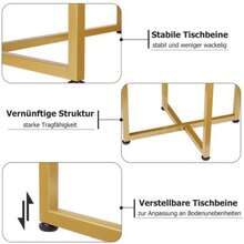 Furchen Couchtisch Oval, 2er Set, Wohnzimmertisch, Beistelltisch,für Wohnzimmertisch, Balkon,Weiß und Gold - Weiss - Übersicht 4