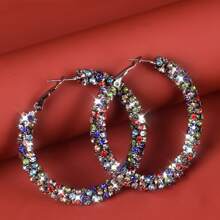 1對時尚閃爍鑽石c形耳環,女性通用款式派對婚禮配飾