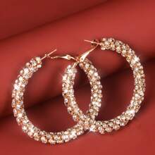 1對時尚閃爍鑽石c形耳環,女性通用款式派對婚禮配飾