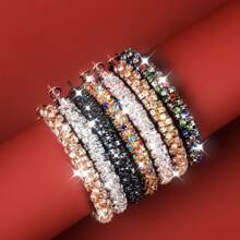 1對時尚閃爍鑽石c形耳環,女性通用款式派對婚禮配飾