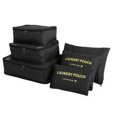 6pcs Packing Cubes Luggage Storage Organiser Travel Compression Suitcase Bags - Rose Red - View 6